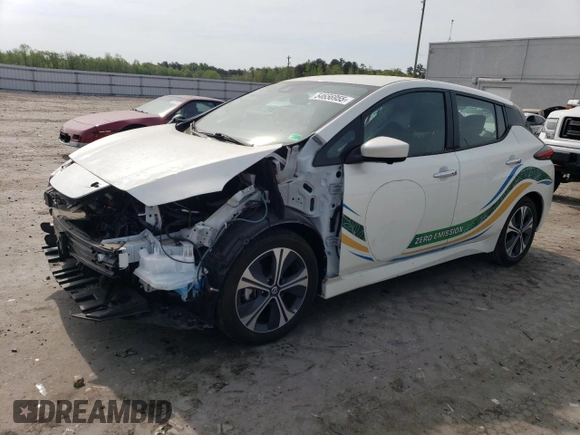 2022 Nissan LEAF SV with VIN 1N4AZ1CV1NC563433, listed as a Copart auction lot 54656955 with 10,604 mi miles and Salvage Title. Bid and sale history available at DreamBid. Image 1.