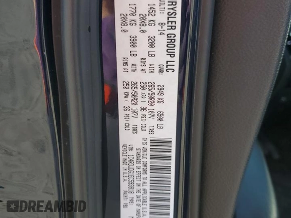 2014 Dodge Durango Limited с VIN 1C4RDJDG1EC593818, выставлен на аукционе Copart как лот 48545745 с пробегом 174 724 миль миль и Списание • Salvage title. История ставок и продаж доступна на DreamBid. Изображение 16.