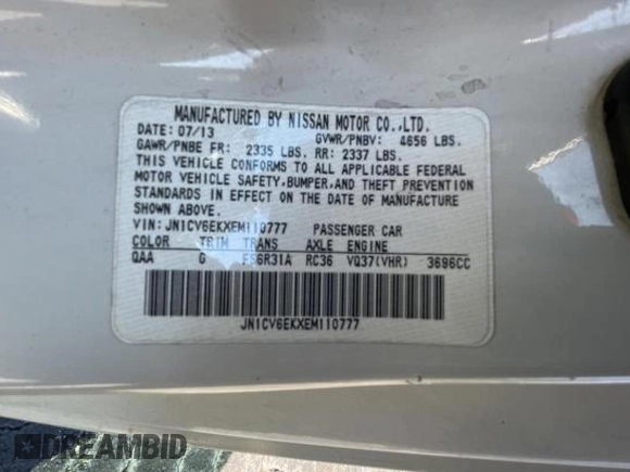 2014 Infiniti Q60 Journey with VIN JN1CV6EKXEM110777, listed as a Copart auction lot 45679495 with 128,241 mi miles and Clean title. Bid and sale history available at DreamBid. Image 10.