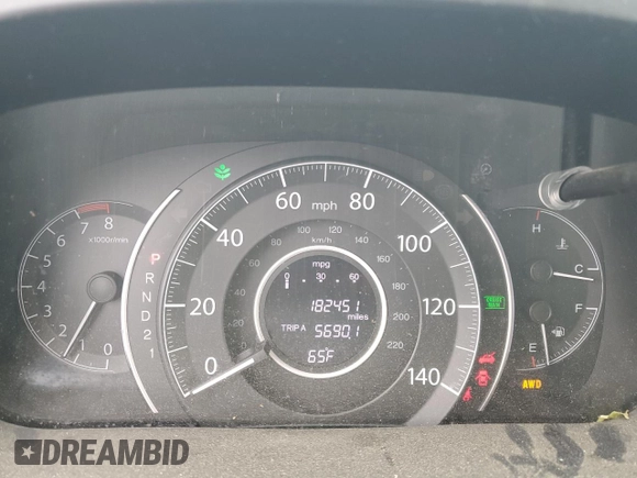 2012 Honda CR-V EX-L with VIN JHLRM4H73CC004506, listed as a Copart auction lot 58262325 with 182,451 mi miles and Salvage title. Bid and sale history available at DreamBid. Image 9.