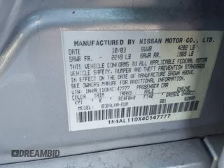 2004 Nissan Altima S with VIN 1N4AL11DX4C147777, listed as a IAAI auction lot 41646134 with 124,023 mi miles. Bid and sale history available at carsss.com. Image 9.