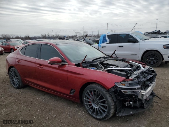 2022 Genesis G70 3.3T with VIN KMTG54TE4NU088387, listed as a Copart auction lot 44635305 with 31,664 mi miles and Salvage Title. Bid and sale history available at carsss.com. Image 4.