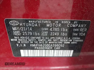 2014 Hyundai Azera Limited z VIN KMHFH4JG8EA398092, wystawiony jako IAAI lot #42046561 z przebiegiem 171 270 mil mil oraz . Historia ofert i sprzedaży dostępna na DreamBid. Obrazek 9.