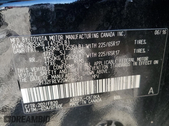 2016 Toyota RAV4 LE with VIN 2T3ZFREV2GW294621, listed as a Copart auction lot 50070175 with 106,348 mi miles and Salvage Title. Bid and sale history available at carsss.com. Image 15.