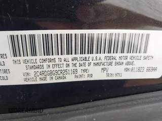 2012 Dodge Grand Caravan SE with VIN 2C4RDGBG9CR251169, listed as a IAAI auction lot 42066391 with 193,912 mi miles and . Bid and sale history available at DreamBid. Image 9.
