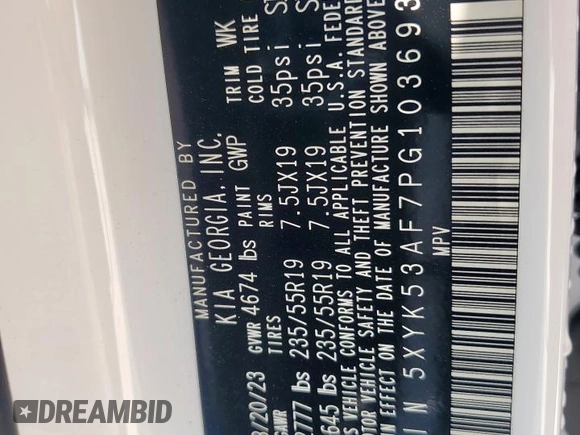 2023 Kia Sportage SX-Prestige with VIN 5XYK53AF7PG103693, listed as a Copart auction lot 60745905 with 16,861 mi miles and Clean title. Bid and sale history available at DreamBid. Image 14.