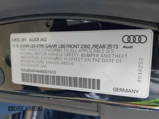 2017 Audi A4 Premium Plus z VIN WAUENAF44HN001610, wystawiony jako IAAI lot #42094307 z przebiegiem 87 480 mil mil oraz . Historia ofert i sprzedaży dostępna na DreamBid. Obrazek 9.
