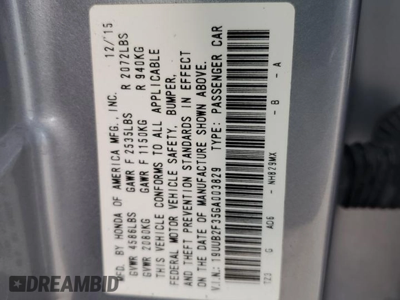2016 Acura TLX V6 with VIN 19UUB2F35GA003829, listed as a Copart auction lot 44082455 with 85,650 mi miles and Salvage Title. Bid and sale history available at carsss.com. Image 14.