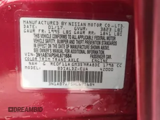 2017 Nissan Sentra SV with VIN 3N1AB7AP5HL671684, listed as a Copart auction lot 50741995 with 108,044 mi miles and Salvage Title. Bid and sale history available at carsss.com. Image 13.