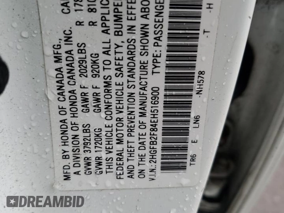 2014 Honda Civic Sedan EX with VIN 2HGFB2F84EH516900, listed as a Copart auction lot 51200885 with 144,798 mi miles and Salvage Title. Bid and sale history available at carsss.com. Image 14.