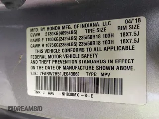 2018 Honda CR-V EX with VIN 7FARW2H51JE043660, listed as a IAAI auction lot 41952272 with 58,536 mi miles and . Bid and sale history available at DreamBid. Image 9.