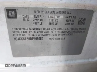 2013 Buick LaCrosse Leather with VIN 1G4GC5E30DF195960, listed as a IAAI auction lot 42362060 with 211,258 mi miles and . Bid and sale history available at DreamBid. Image 9.