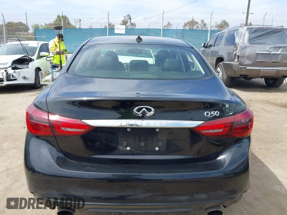 2019 Infiniti Q50 Luxe with VIN JN1EV7AP9KM543079, listed as a IAAI auction lot 42244113 with 36,291 mi miles and . Bid and sale history available at DreamBid. Image 16.