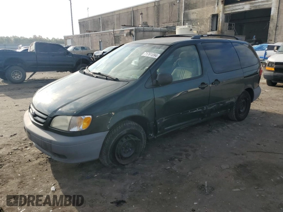 2001 Toyota Sienna LE with VIN 4T3ZF13C51U345619, listed as a Copart auction lot 71761094 with 165,000 mi miles and Salvage Title. Bid and sale history available at carsss.com. Image 1.