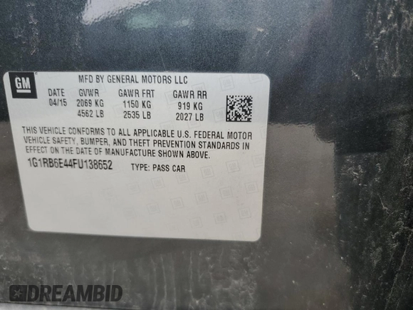 2015 Chevrolet Volt with VIN 1G1RB6E44FU138652, listed as a Copart auction lot 51890975 with 126,898 mi miles and Salvage Title. Bid and sale history available at carsss.com. Image 14.