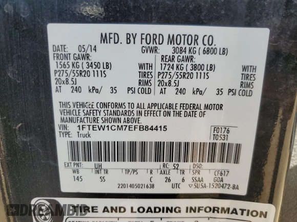 2014 Ford F-150 XL with VIN 1FTEW1CM7EFB84415, listed as a Copart auction lot 50327745 with 246,503 mi miles and Salvage Title. Bid and sale history available at carsss.com. Image 12.