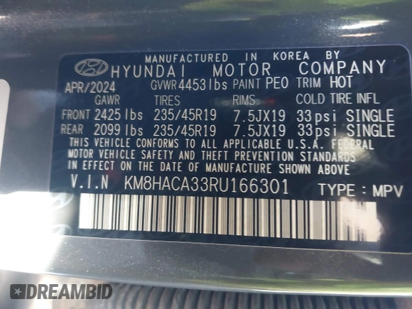 2024 Hyundai Kona N Line with VIN KM8HACA33RU166301, listed as a IAAI auction lot 41311648 with 489 mi miles. Bid and sale history available at carsss.com. Image 9.