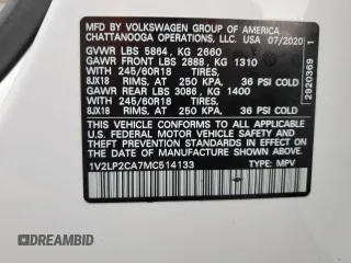 2021 Volkswagen Atlas SE z VIN 1V2LP2CA7MC514133, wystawiony jako Copart lot #46758195 z przebiegiem 48 184 mil mil oraz Szkoda całkowita • Salvage title. Historia ofert i sprzedaży dostępna na DreamBid. Obrazek 15.