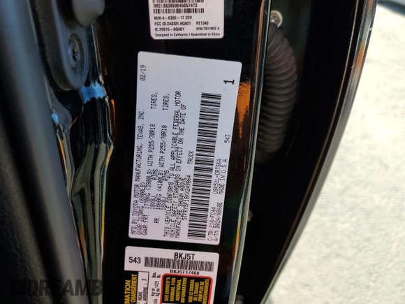2019 Toyota Tundra 2WD SR with VIN 5TFRY5F18KX249864, listed as a Copart auction lot 89007695 with 42,346 mi miles and Salvage Title. Bid and sale history available at carsss.com. Image 13.