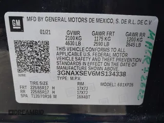 2021 Chevrolet Equinox LS z VIN 3GNAXSEV6MS134338, wystawiony jako IAAI lot #42184392 z przebiegiem 59 450 mil mil oraz . Historia ofert i sprzedaży dostępna na DreamBid. Obrazek 9.