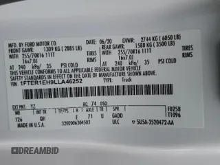 2020 Ford Ranger XL z VIN 1FTER1EH9LLA46252, wystawiony jako Copart lot #60669585 z przebiegiem 39 010 mil mil oraz Szkoda całkowita • Salvage title. Historia ofert i sprzedaży dostępna na DreamBid. Obrazek 12.