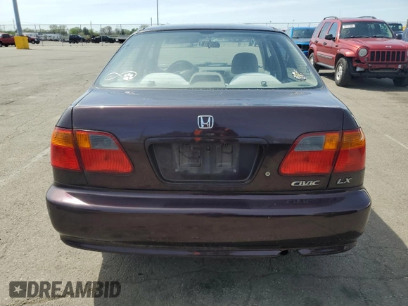 2000 Honda Civic LX with VIN 1HGEJ6678YL058105, listed as a Copart auction lot 54119675 with 272,441 mi miles and Salvage Title. Bid and sale history available at carsss.com. Image 6.