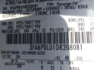 2013 Ford Fusion SE Hybrid с VIN 3FA6P0LU1DR208081, выставлен на аукционе IAAI как лот 42559905 с пробегом 149 340 миль миль и . История ставок и продаж доступна на DreamBid. Изображение 9.