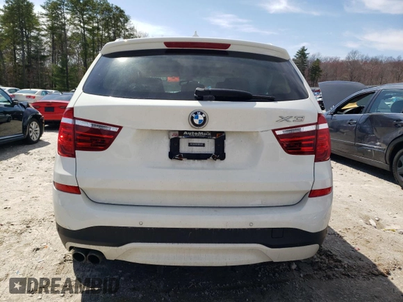 2017 BMW X3 xDrive28i with VIN 5UXWX9C57H0T04700, listed as a Copart auction lot 51988925 with 121,499 mi miles and Salvage Title. Bid and sale history available at DreamBid. Image 6.