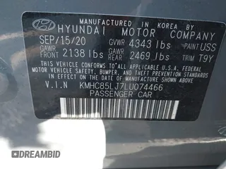 2020 Hyundai Ioniq Limited z VIN KMHC85LJ7LU074466, wystawiony jako IAAI lot #42193096 z przebiegiem 33 883 mil mil oraz . Historia ofert i sprzedaży dostępna na DreamBid. Obrazek 9.