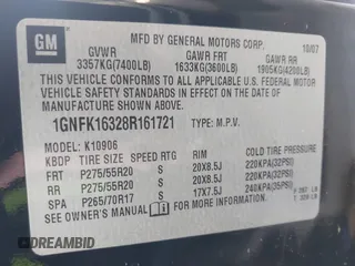 2008 Chevrolet Suburban LTZ with VIN 1GNFK16328R161721, listed as a IAAI auction lot 42130017 with 242,266 mi miles. Bid and sale history available at carsss.com. Image 9.
