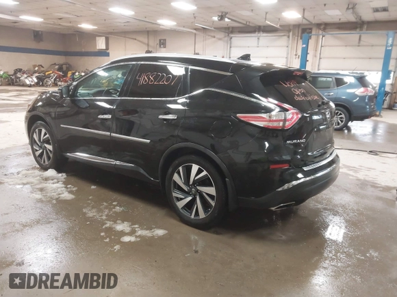 2017 Nissan Murano SL with VIN 5N1AZ2MHXHN106410, listed as a IAAI auction lot 41882207 with 152,876 mi miles and . Bid and sale history available at carsss.com. Image 3.