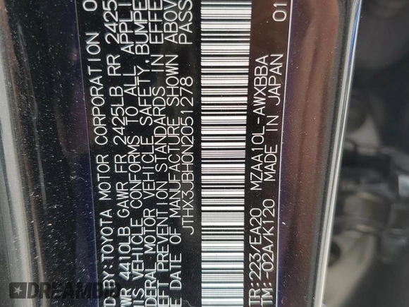 2022 Lexus UX with VIN JTHX3JBH0N2051278, listed as a Copart auction lot 61441804 with 34,317 mi miles and Salvage Title. Bid and sale history available at carsss.com. Image 13.