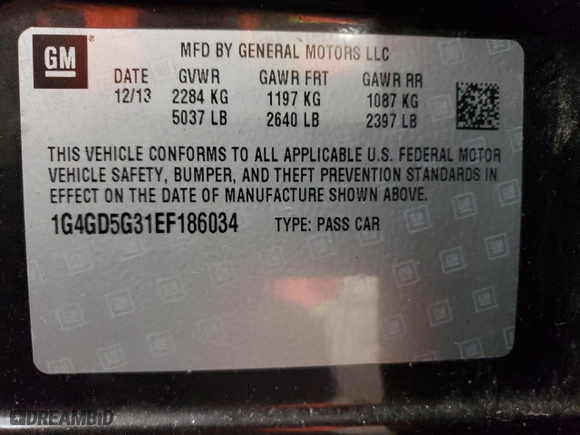 2014 Buick LaCrosse Premium I with VIN 1G4GD5G31EF186034, listed as a Copart auction lot 82122774 with NaN miles and Salvage Title. Bid and sale history available at carsss.com. Image 14.