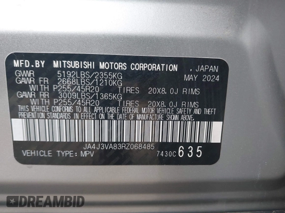 2024 Mitsubishi Outlander SE z VIN JA4J3VA83RZ068485, wystawiony jako IAAI lot #42483073 z przebiegiem 28 120 mil mil oraz . Historia ofert i sprzedaży dostępna na DreamBid. Obrazek 9.