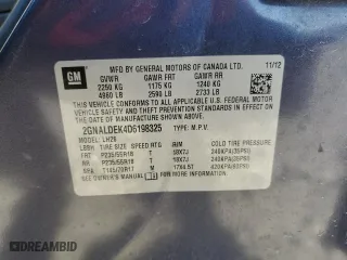 2013 Chevrolet Equinox LT with VIN 2GNALDEK4D6198325, listed as a Copart auction lot 52027015 with 112,153 mi miles and Salvage Title. Bid and sale history available at carsss.com. Image 13.
