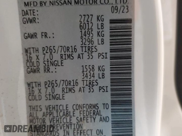 2024 Nissan Frontier S with VIN 1N6ED1CL5RN607496, listed as a Copart auction lot 50580225 with 7,204 mi miles and Salvage Title. Bid and sale history available at DreamBid. Image 12.