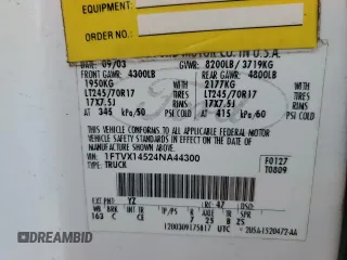 2004 Ford F-150 XL с VIN 1FTVX14524NA44300, выставлен на аукционе Copart как лот 50443655 с пробегом 122 265 миль миль и Чистый • Clean title. История ставок и продаж доступна на DreamBid. Изображение 12.