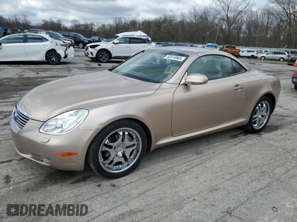 2002 Lexus SC with VIN JTHFN48Y320004316, listed as a Copart auction lot 53374945 with 52,543 mi miles and Salvage Title. Bid and sale history available at carsss.com. Image 1.