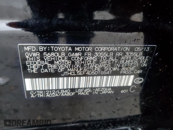 2013 Lexus LS 460 z VIN JTHCL5EF4D5018541, wystawiony jako Copart lot #87919255 z przebiegiem 127 441 mil mil oraz Szkoda całkowita • Salvage title. Historia ofert i sprzedaży dostępna na DreamBid. Obrazek 14.