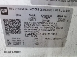 2023 Chevrolet Silverado 1500 with VIN 3GCPDAEK0PG115318, listed as a Copart auction lot 47929095 with 39,010 mi miles and Salvage Title. Bid and sale history available at DreamBid. Image 12.