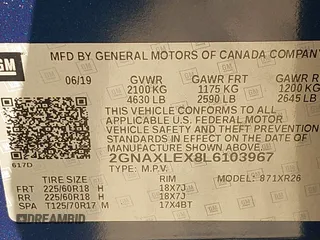 2020 Chevrolet Equinox LT with VIN 2GNAXLEX8L6103967, listed as a IAAI auction lot 41345430 with 84,218 mi miles. Bid and sale history available at carsss.com. Image 9.