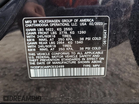 2023 Volkswagen Atlas SE z VIN 1V2DP2CA6PC532499, wystawiony jako Copart lot #54740005 z przebiegiem 45 795 mil mil oraz Szkoda całkowita • Salvage title. Historia ofert i sprzedaży dostępna na DreamBid. Obrazek 13.