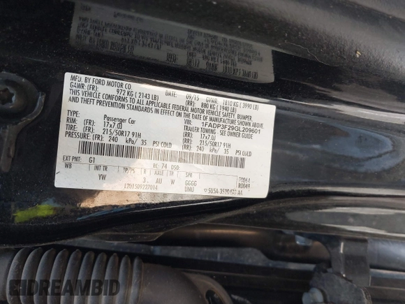 2016 Ford Focus SE with VIN 1FADP3F29GL209601, listed as a IAAI auction lot 41744560 with 68,058 mi miles. Bid and sale history available at carsss.com. Image 9.