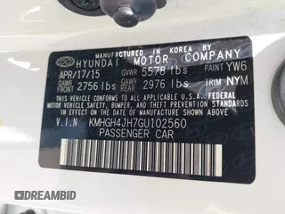 2016 Hyundai Equus Signature z VIN KMHGH4JH7GU102560, wystawiony jako IAAI lot #42405555 z przebiegiem 95 702 mil mil oraz . Historia ofert i sprzedaży dostępna na DreamBid. Obrazek 9.