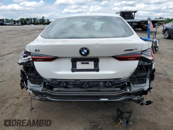 2023 BMW i4 eDrive35 with VIN WBY43AW02PFR38903, listed as a Copart auction lot 58691344 with 5,166 mi miles and Salvage Title. Bid and sale history available at carsss.com. Image 6.