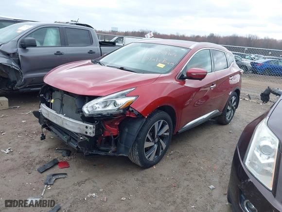 2015 Nissan Murano SL with VIN 5N1AZ2MH7FN244256, listed as a IAAI auction lot 41849967 with 85,930 mi miles. Bid and sale history available at carsss.com. Image 18.