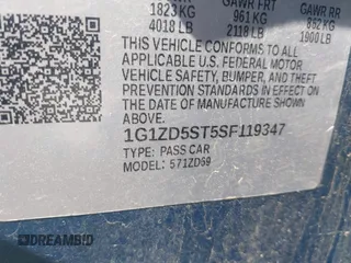 2025 Chevrolet Malibu LT with VIN 1G1ZD5ST5SF119347, listed as a IAAI auction lot 42153205 with 18,754 mi miles and . Bid and sale history available at DreamBid. Image 9.