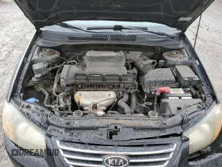2009 Kia Spectra EX with VIN KNAFE222795620282, listed as a Copart auction lot 53187425 with 0 mi miles and Salvage Title. Bid and sale history available at carsss.com. Image 11.
