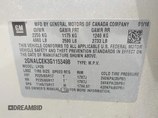 2016 Chevrolet Equinox LT z VIN 2GNALCEK3G1153498, wystawiony jako IAAI lot #42329426 z przebiegiem 181 262 mil mil oraz . Historia ofert i sprzedaży dostępna na DreamBid. Obrazek 9.