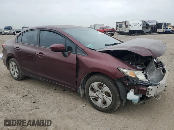 2015 Honda Civic Sedan LX with VIN 19XFB2F50FE101512, listed as a Copart auction lot 49170105 with 65,204 mi miles and Salvage Title. Bid and sale history available at carsss.com. Image 4.